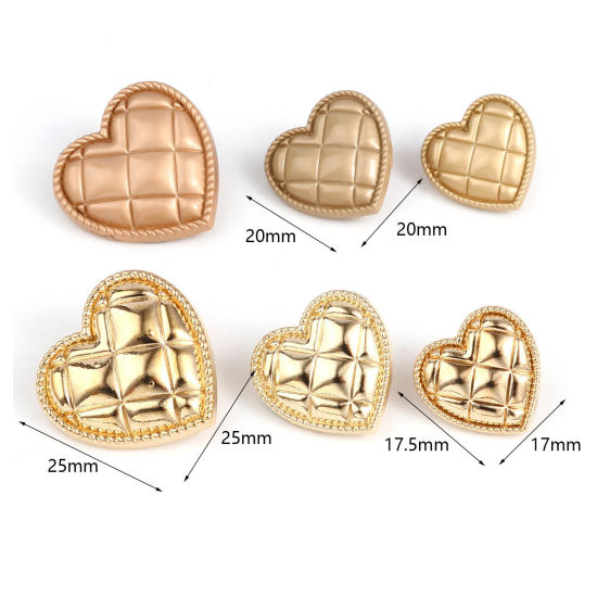 Immagine di Lega di Zinco San Valentino Metallo Gambo Bottone Cuore Multicolore Ingraticciato Disegno 10 Pz