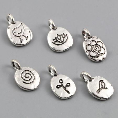 Zamak Colgantes Charms Óvalo Plata Antigua 10 Unidades