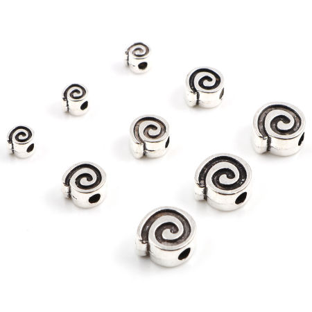 Zinc Based Alloy Spacer Beads Round Antique Silver Color Swirl 200 PCs