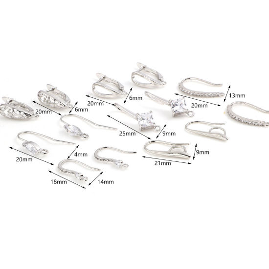 Picture of Brass Ear Wire Hooks Earring Real Platinum Plated W/ Loop 2 PCs