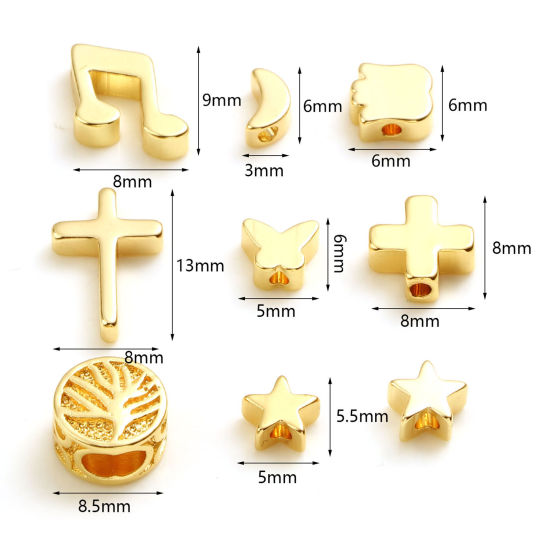 Bild von Messing Perlen 18K Echtgold plattiert 5 Stück