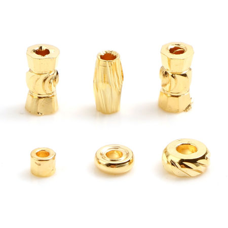 Brass Spacer Beads 18K Real Gold Plated 10 PCs