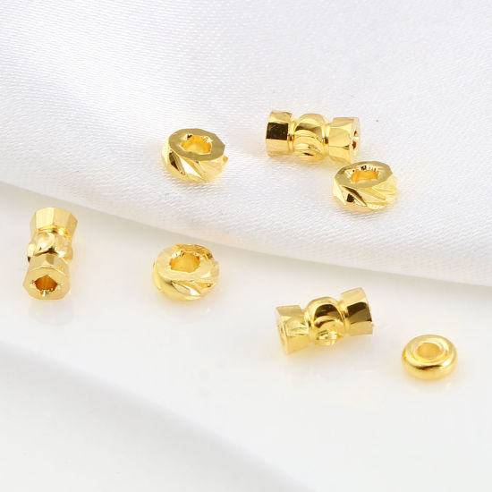 Image de Perles d'entretoise en Laiton Plaqué Or Véritable 18K 10 Pcs