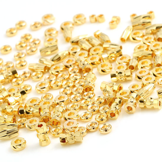 Image de Perles d'entretoise en Laiton Plaqué Or Véritable 18K 10 Pcs