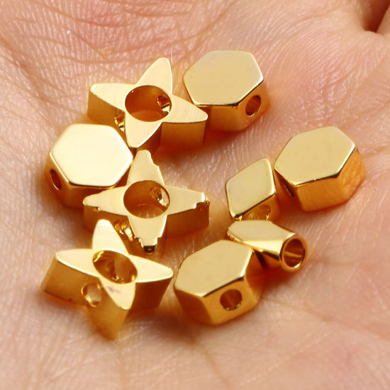 Picture of Brass Beads 18K Real Gold Plated 10 PCs