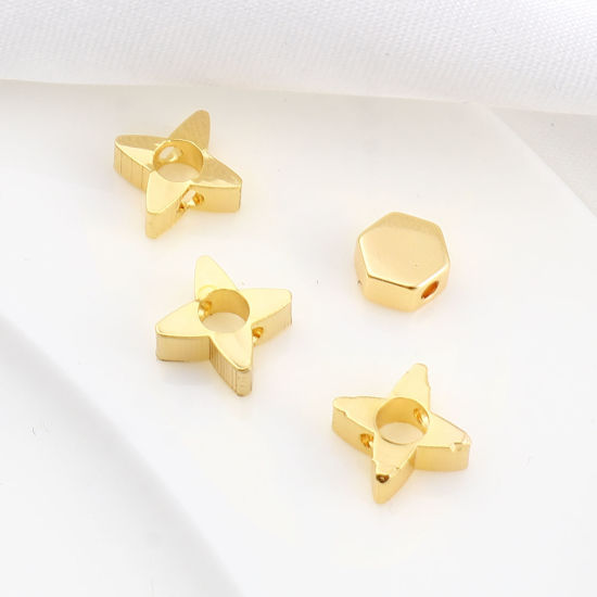 Picture of Brass Beads 18K Real Gold Plated 10 PCs