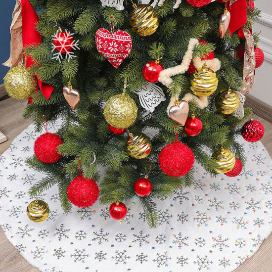 Bild von Exquisite Schneeflocke Gedruckt Samt Weihnachtsbaum Rock Haus Dekoration 