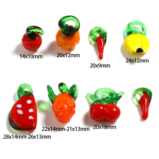 Image de Breloques en Verre Légumes Multicolore Fruits 10 Pcs