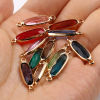 Picture of Brass & Glass Connectors Oval Gold Plated Multicolor 22mm x 6mm, 5 PCs