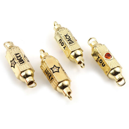 Brass Connectors Hexagonal Prism Gold Plated Multicolor Enamel 1 Piece