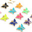Imagen de Latón Insecto Colgantes Charms Multicolor Mariposa Esmalte 24mm x 19mm, 2 Unidades
