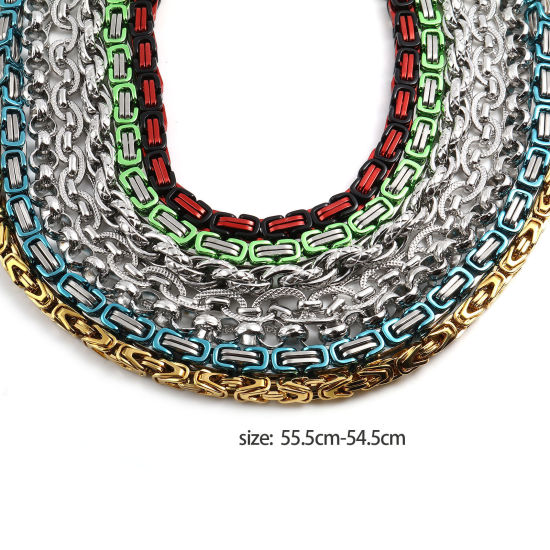 Picture of 201 Stainless Steel Link Chain Necklace Multicolor 55.5cm(21 7/8") - 54.5cm(21 4/8") long, 1 Piece