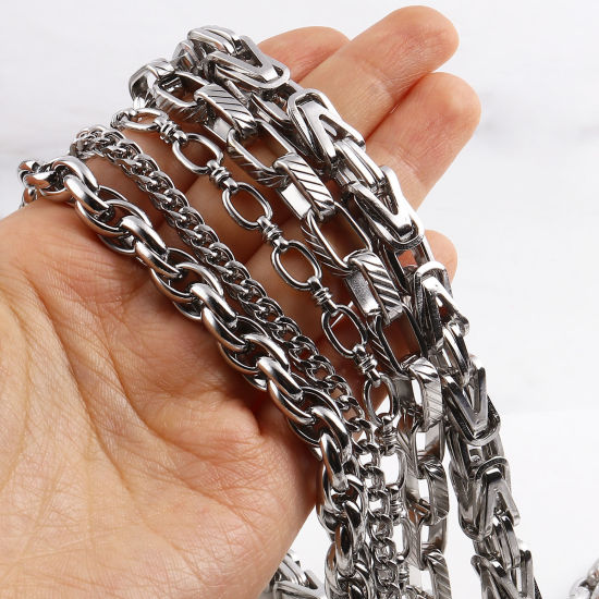 Picture of 201 Stainless Steel Link Chain Necklace Multicolor 55.5cm(21 7/8") - 54.5cm(21 4/8") long, 1 Piece