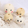 Picture of Natural Wood Spacer Beads Round Beige Smile 20 PCs