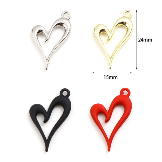 Picture of Iron Based Alloy Valentine's Day Charms Heart Multicolor Painted 24mm x 15mm, 10 PCs