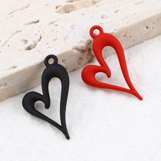 Picture of Iron Based Alloy Valentine's Day Charms Heart Multicolor Painted 24mm x 15mm, 10 PCs
