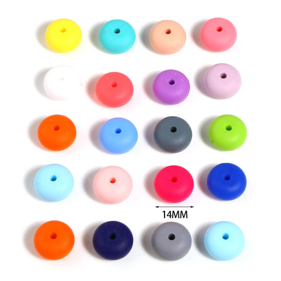 Изображение Силикон Бусины Круглые, Разноцветный 14мм диаметр, Отверстие:примерно 2.5мм, 20 ШТ