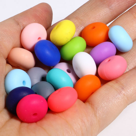 Picture of Silicone Spacer Beads Round Multicolor About 14mm Dia, Hole: Approx 2.5mm, 20 PCs