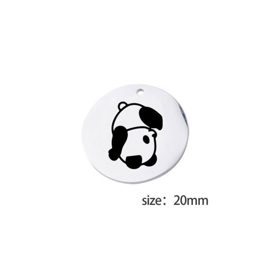 Picture of Stainless Steel Charms Round Multicolor Cat 20mm Dia., 1 Piece