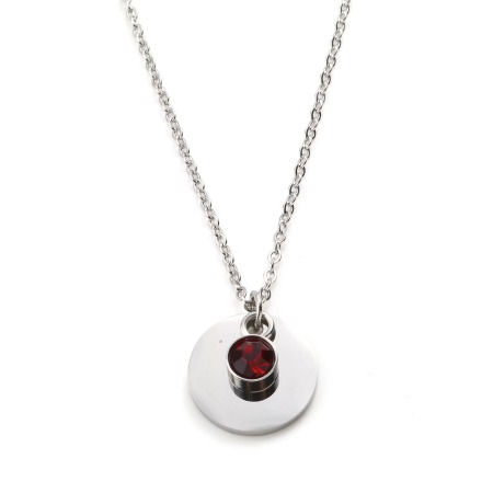 Picture of Stainless Steel Birthstone Necklace Multicolor Round Blank Stamping Tags 45cm(17 6/8") long, 1 Piece
