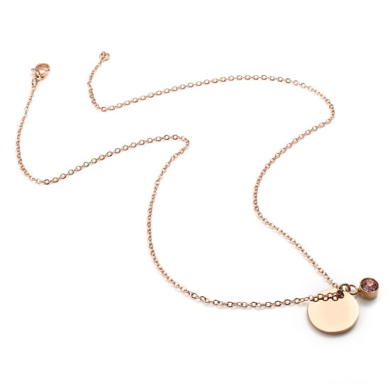 Immagine di Acciaio Inossidabile Pietre Nascita Collana Multicolore Tondo Modifiche in bianco di timbratura 45cm Lunghezza, 1 Pz