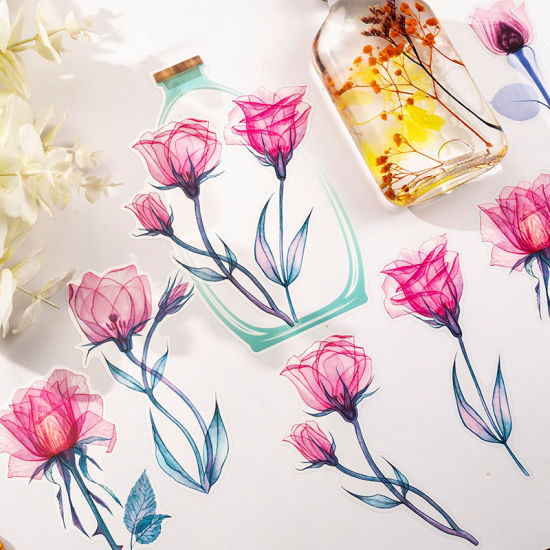Изображение Beautiful Flower PET DIY Scrapbook Stickers Stationery Supplies