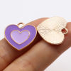 Picture of Zinc Based Alloy Valentine's Day Charms Heart Gold Plated Multicolor Enamel 20mm x 19mm, 20 PCs
