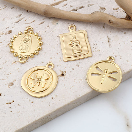 Picture of Zinc Based Alloy Charms Matt Gold 5 PCs