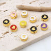 Picture of Zinc Based Alloy Valentine's Day Spacer Beads Flat Round Gold Plated Multicolor Heart Enamel About 10mm Dia., Hole: Approx 1.3mm, 10 PCs