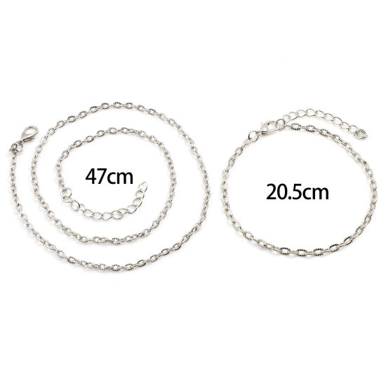 Picture of Iron Based Alloy Link Cable Chain Necklace Silver Tone 1 Packet ( 12 PCs/Packet)