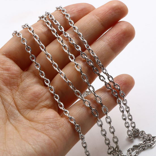 Picture of Iron Based Alloy Link Cable Chain Necklace Silver Tone 1 Packet ( 12 PCs/Packet)