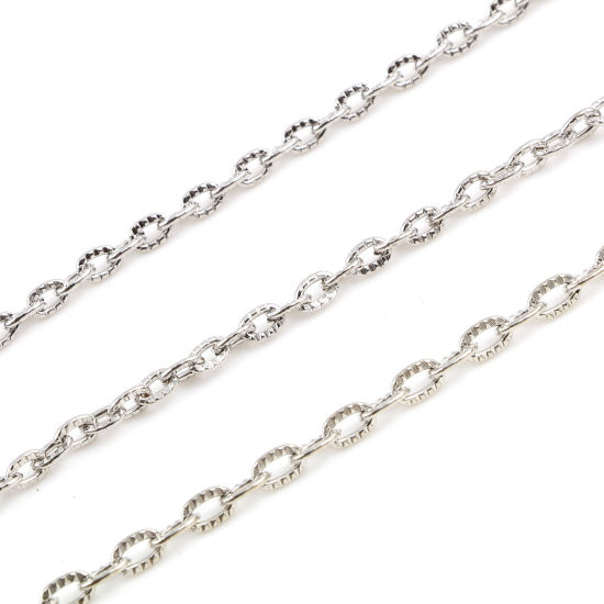 Picture of Iron Based Alloy Link Cable Chain Necklace Silver Tone 1 Packet ( 12 PCs/Packet)