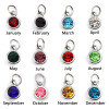 Picture of Zinc Based Alloy & Glass Birthstone Charms Round Silver Tone Multicolor 14mm x 7mm, 10 PCs