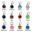 Immagine di Lega di Zinco + Vetro Pietre Nascita Charms Tondo Tono Argento Multicolore 14mm x 7mm , 10 Pz