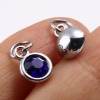 Picture of Zinc Based Alloy & Glass Birthstone Charms Round Silver Tone Multicolor 14mm x 7mm, 10 PCs