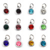Picture of Zinc Based Alloy & Glass Birthstone Charms Round Silver Tone Multicolor 14mm x 7mm, 10 PCs