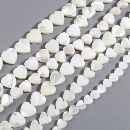 Valentine's Day Natural Shell Loose Beads Heart Creamy-White 1 Strand
