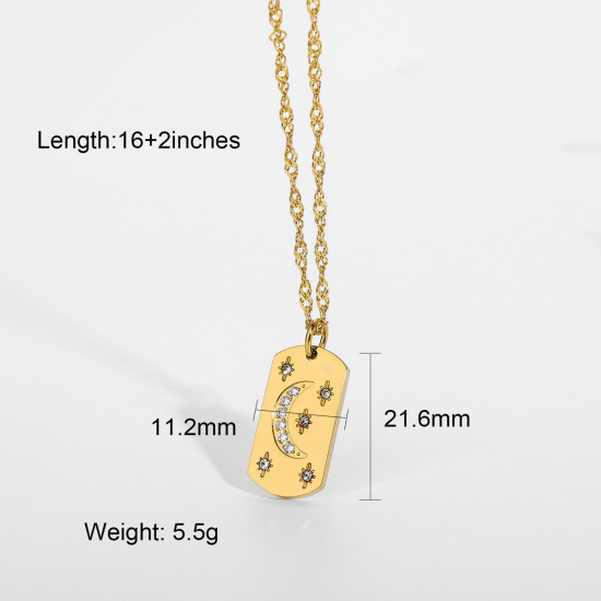 Imagen de Respetuoso del Medio Ambiente Sencillo & Casual Elegante 18k Chapado en Oro 304 Acero Inoxidable Cable Cadena Cruz Rectángulo Collar con Colgante Para Mujeres Fiesta 1 Unidad