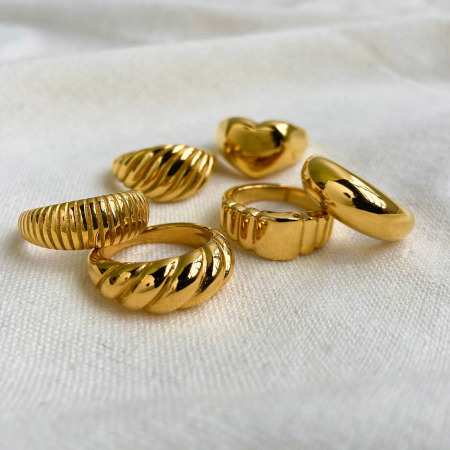 Eco-friendly Simple & Casual Ins Style 18K Gold Plated 304 Stainless Steel Unadjustable Rings For Women