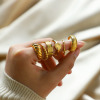 Picture of Eco-friendly Simple & Casual Ins Style 18K Gold Plated 304 Stainless Steel Unadjustable Rings For Women