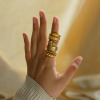 Picture of Eco-friendly Simple & Casual Ins Style 18K Gold Plated 304 Stainless Steel Unadjustable Rings For Women