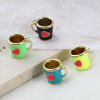 Picture of Zinc Based Alloy Valentine's Day Charms Cup Gold Plated Multicolor Heart Enamel 14mm x 13mm, 2 PCs