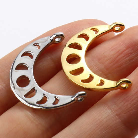 Picture of Zinc Based Alloy Galaxy Connectors Moon Phases Multicolor Moon 24mm x 19mm, 10 PCs