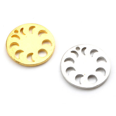 Breloques Galaxie en Alliage de Zinc Éclipse de Lune Multicolore Rond 20mm Dia, 10 Pcs