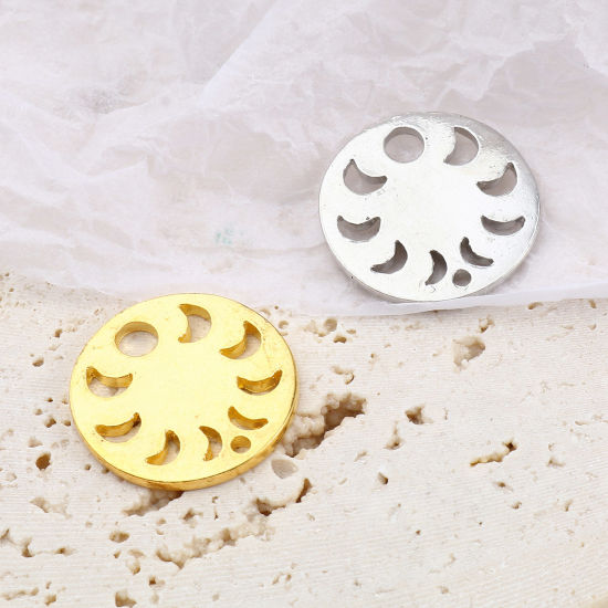 Immagine di Lega di Zinco Galassia Charms Eclissi Lunare Multicolore Tondo 20mm Dia, 10 Pz