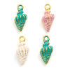 Picture of Zinc Based Alloy Charms Shell Gold Plated Multicolor Painted 19mm x 8mm, 20 PCs