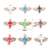Picture of CCB Plastic Religious Charms Cross Rose Gold Multicolor Enamel Wing 29mm x 22mm, 10 PCs