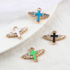 Picture of CCB Plastic Religious Charms Cross Rose Gold Multicolor Enamel Wing 29mm x 22mm, 10 PCs