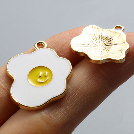 Immagine di Lega di Zinco Charms Uova in Camicia Oro Placcato Multicolore Smalto 10 Pz