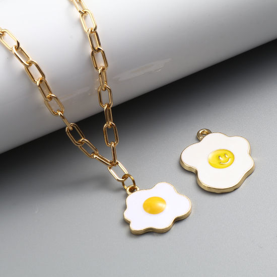 Immagine di Lega di Zinco Charms Uova in Camicia Oro Placcato Multicolore Smalto 10 Pz